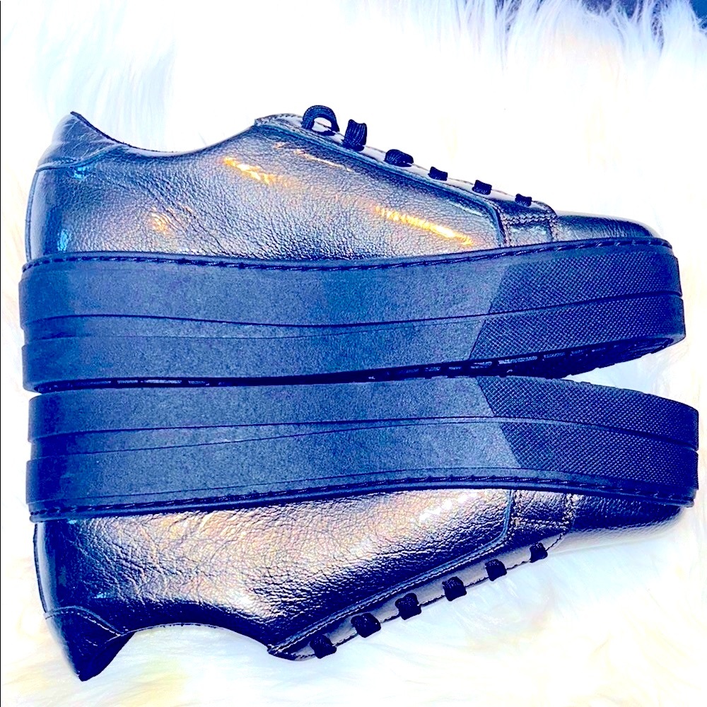 NWB Bos. & Co. Platform Leather Unisex Pewter Sneakers 🩶